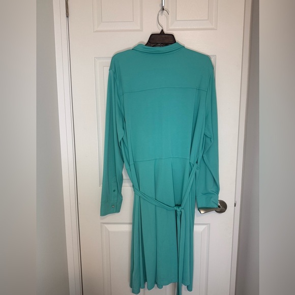 Ralph Lauren Turquoise Long Sleeve Plus sizeShirt Wrap Dress- NWT- size 22 - Picture 10 of 13